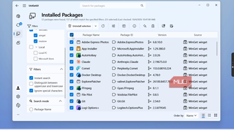 unigetui installed packages list winget widget manager