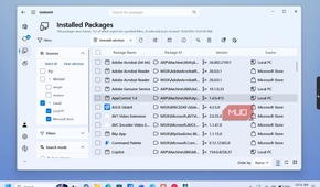 unigetui installed packages list with adobe acrobat asus glidex and copilot