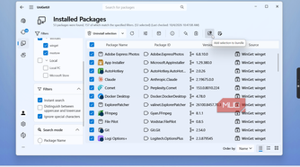 unigetui installed packages list with software applications