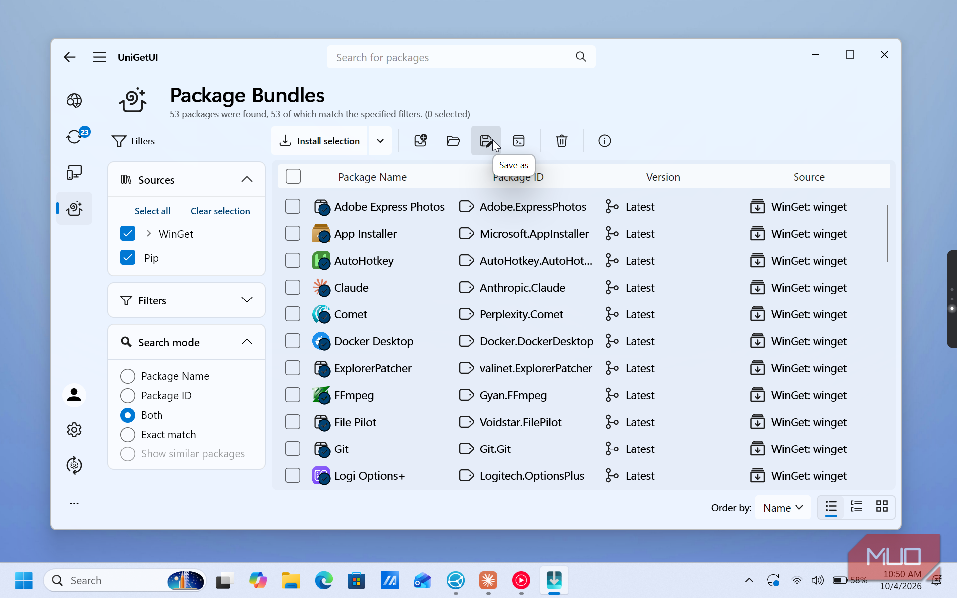 unigetui package bundles software management interface