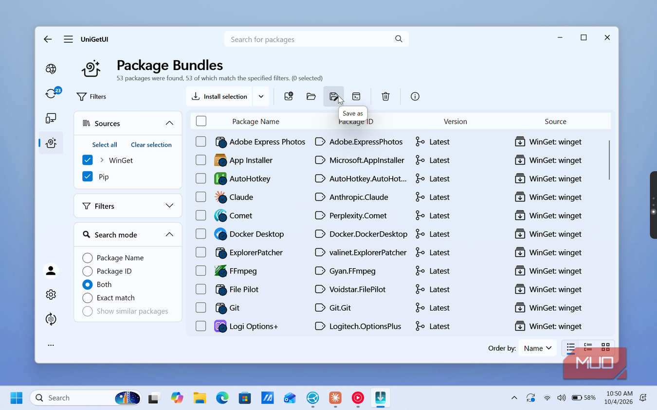 unigetui package bundles software management interface