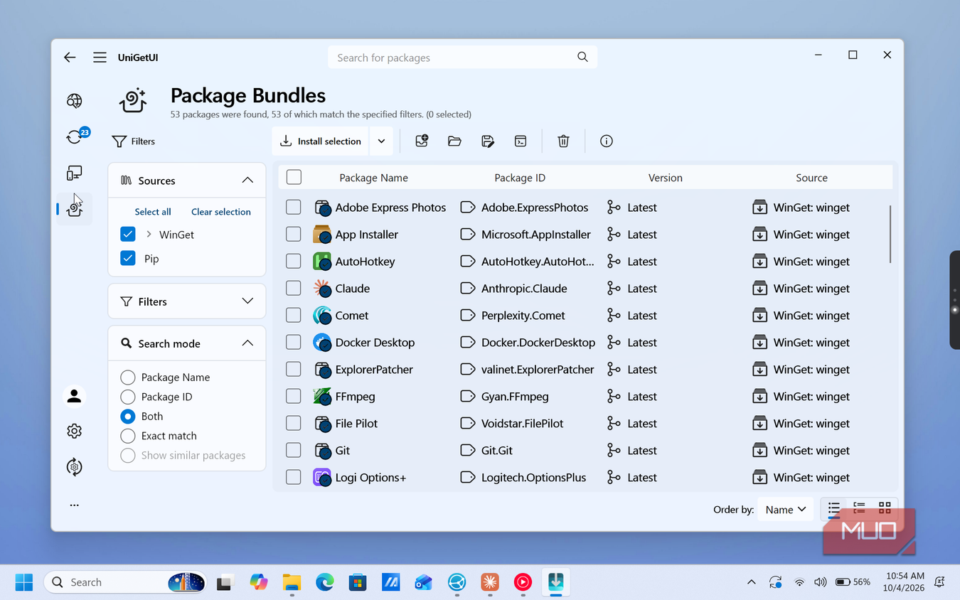 unigetui package bundles windows software installation interface