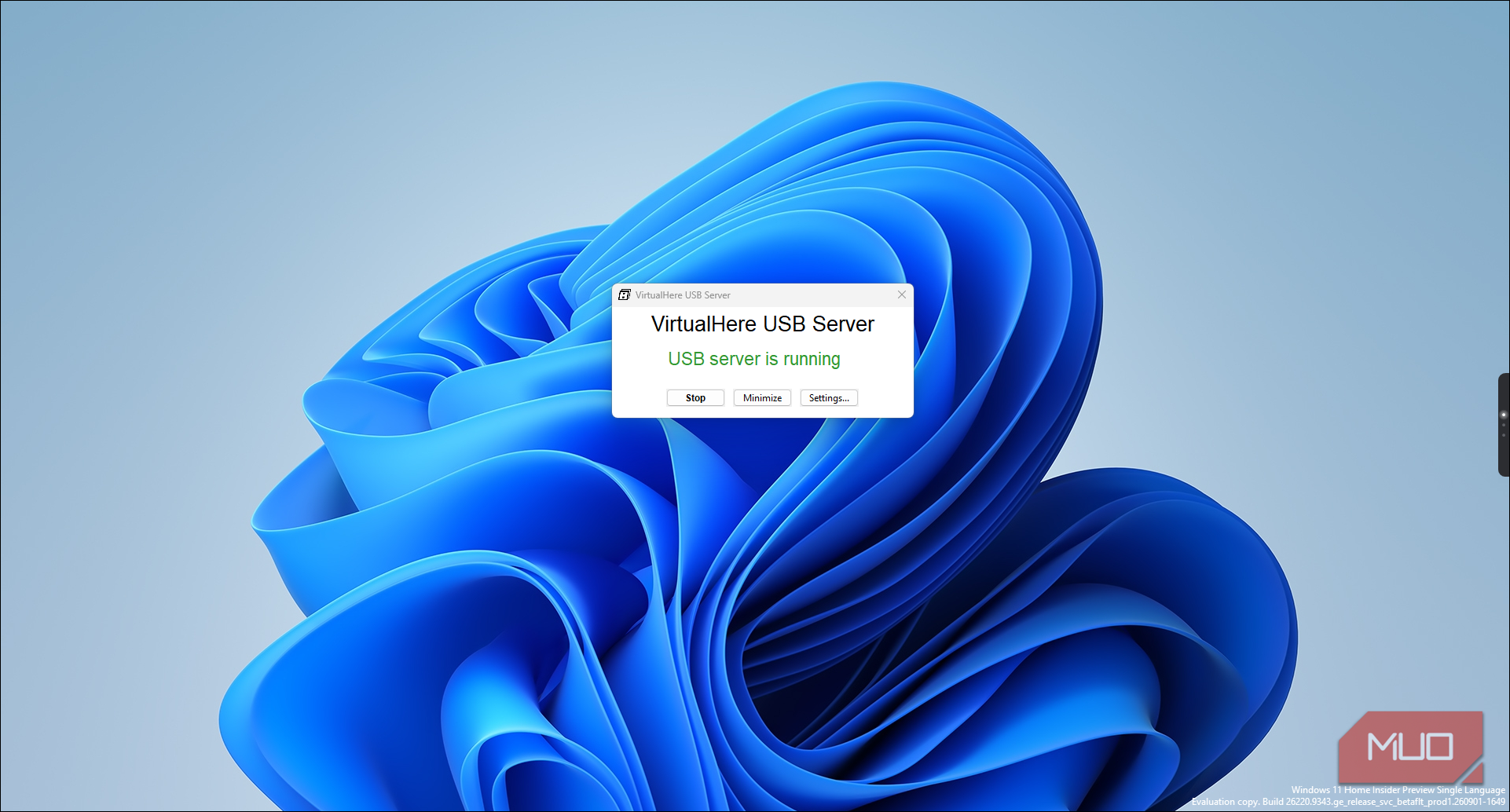 virtualhere usb server running dialog windows 11 desktop-1