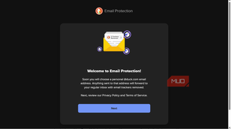Welcome screen for DuckDuckGo Email Protection setup