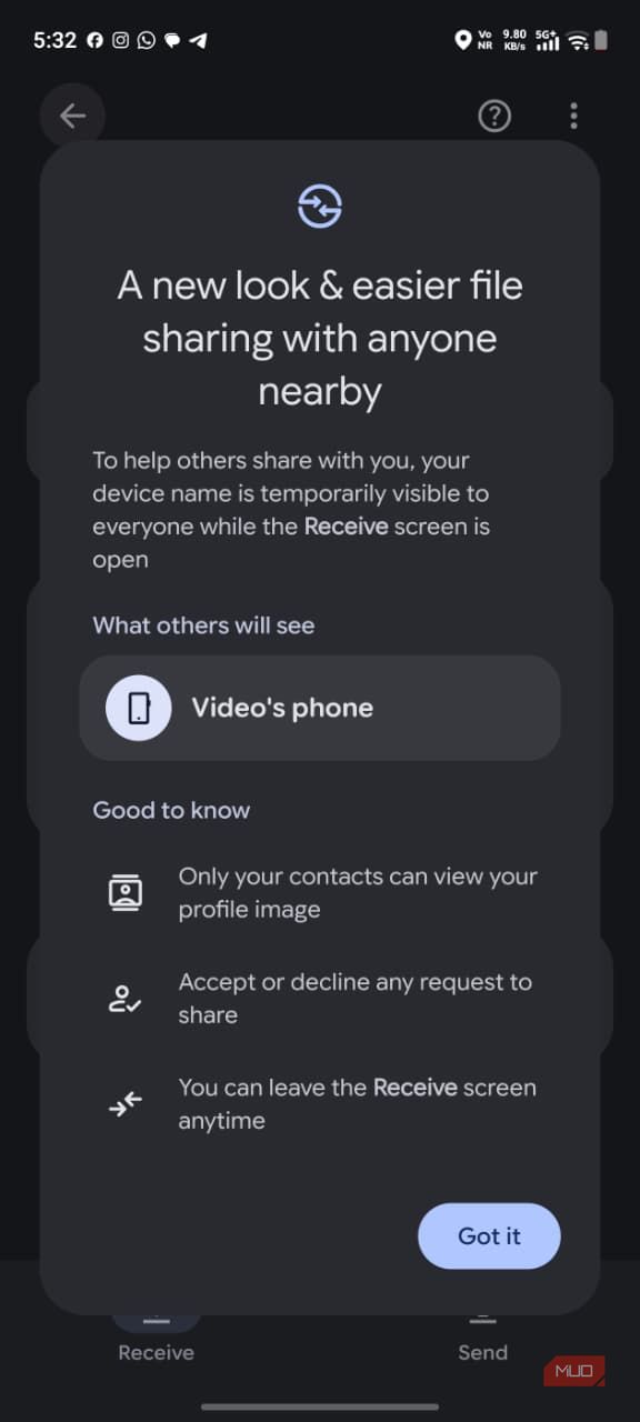 a screenshot of quick share on vivo x300 pro