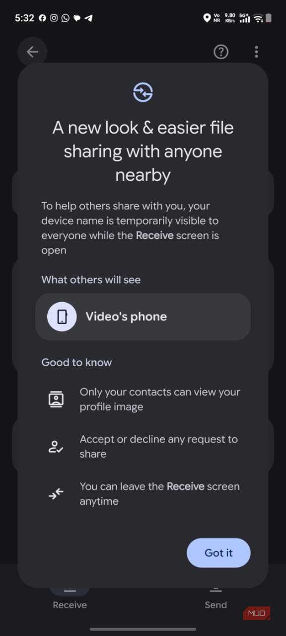 a screenshot of quick share on vivo x300 pro