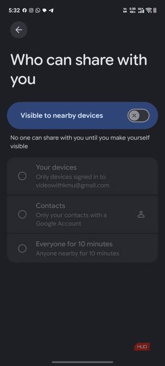 a screenshot of quick share settings on android