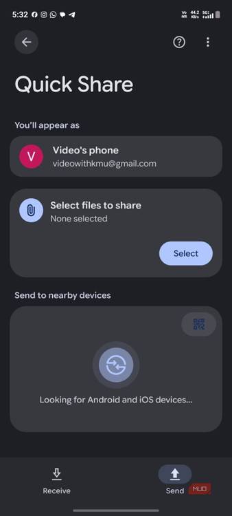 a screenshot of quick share settings on vivo x300 pro