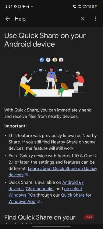 quick share features on android