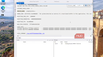 windbg debugger stack overflow exception notmyfault64 process crash