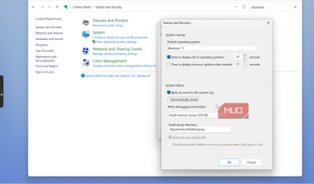 windows 11 startup and recovery settings dialog system failure options