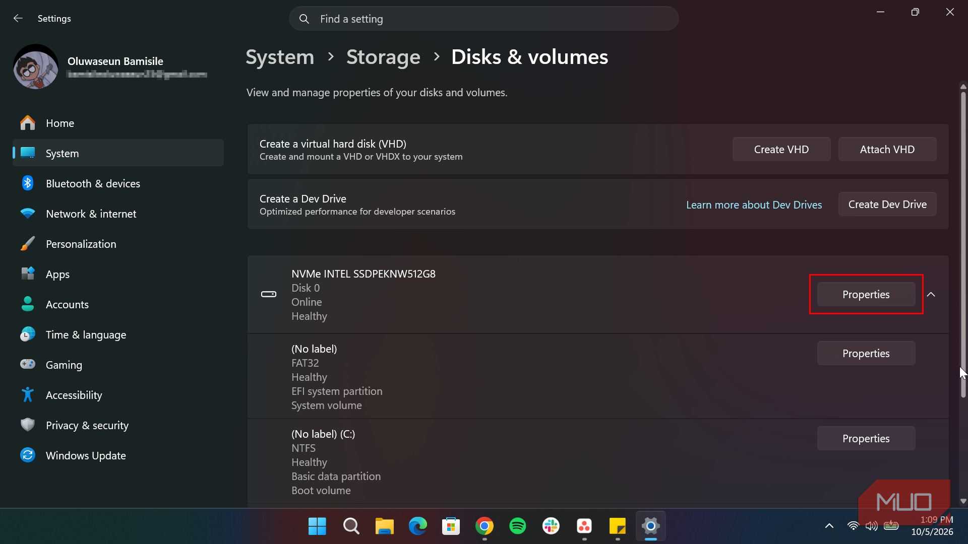 Windows Disks and volumes page-1