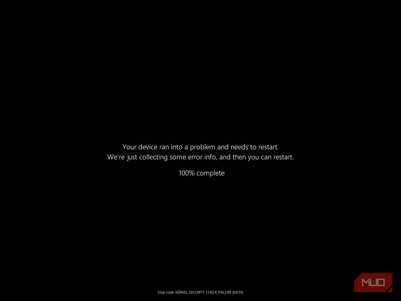 windows error screen kernel security check failure restart