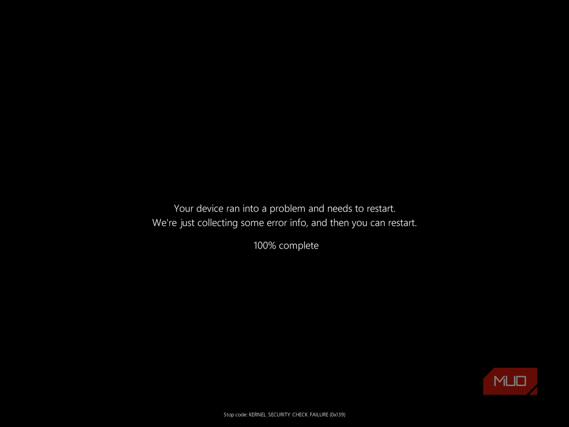 windows error screen kernel security check failure restart