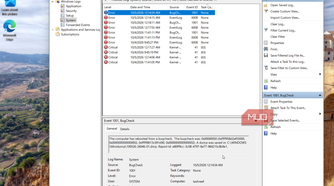 windows event viewer system logs showing bugcheck error events october 2026