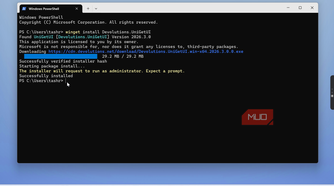 windows powershell devololutions unigetui installation command successful