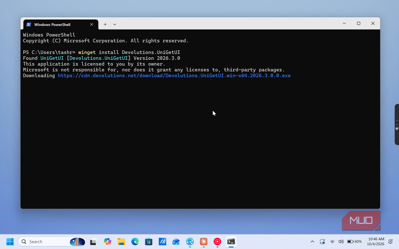windows powershell installing devolusions unigetui package with wget command