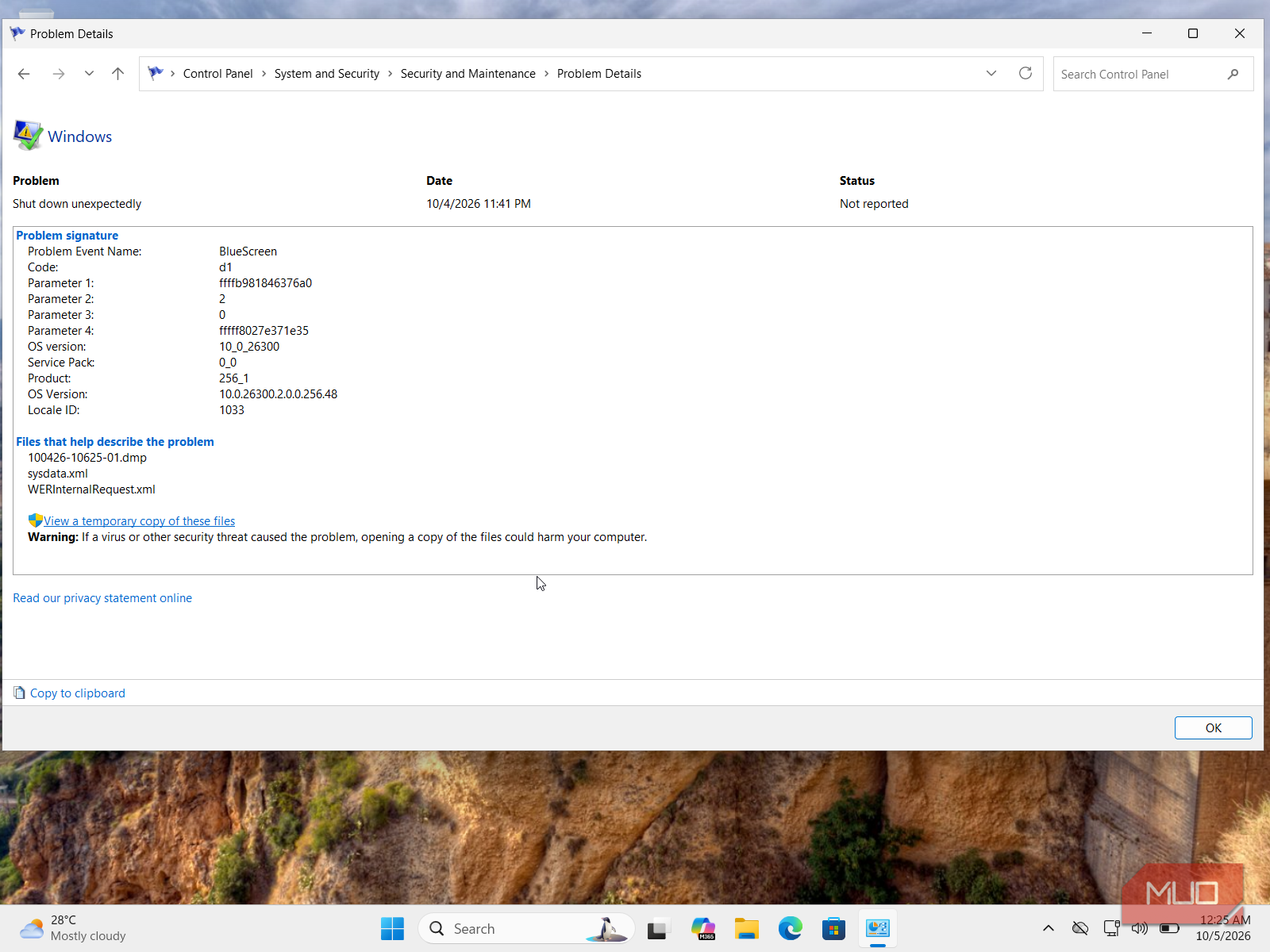 windows problem details bluescreen crash report october 2026