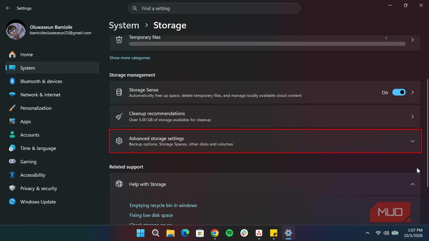 Windows Storage page in Settings-1