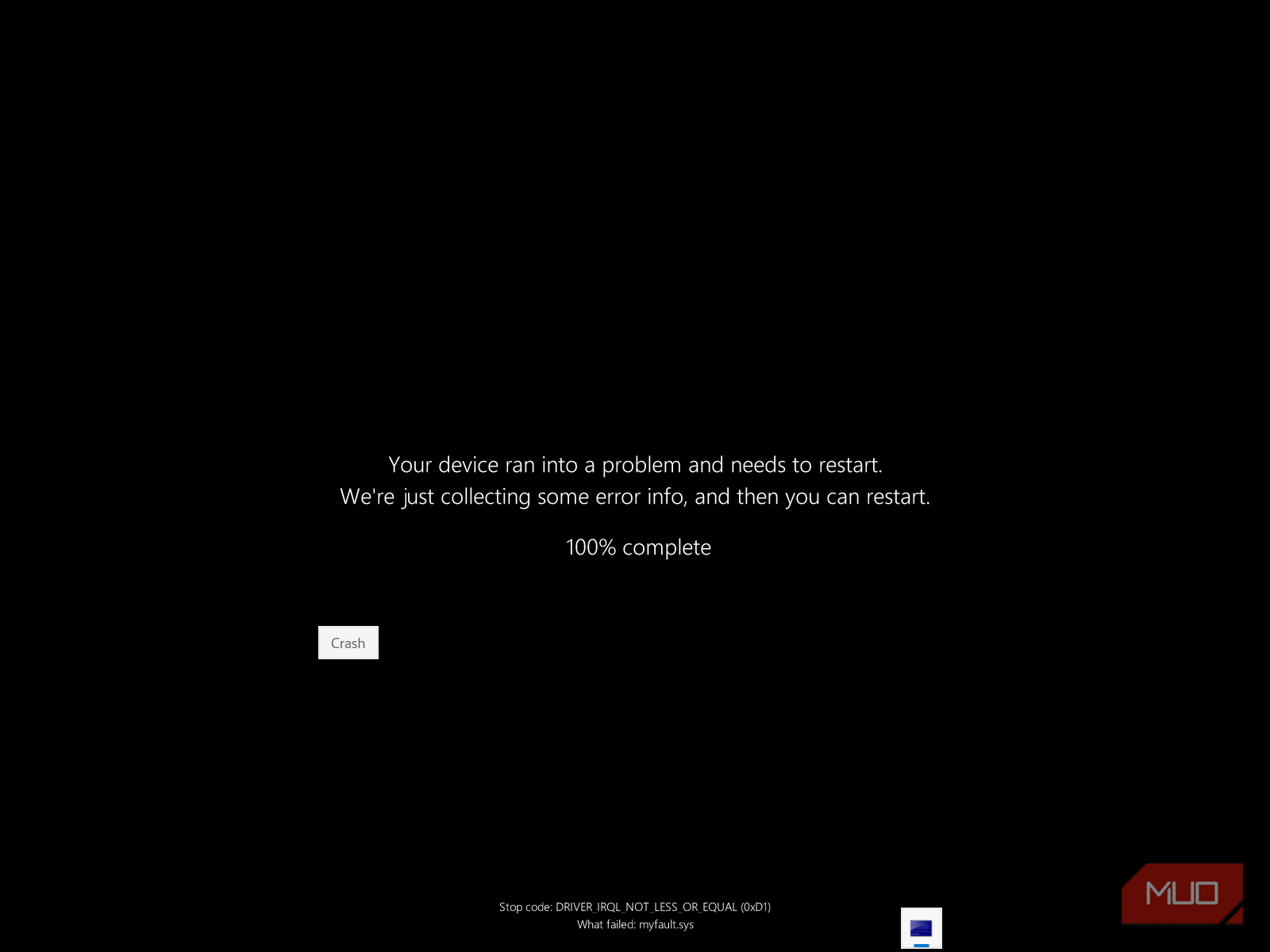windows system crash error screen collecting diagnostic information