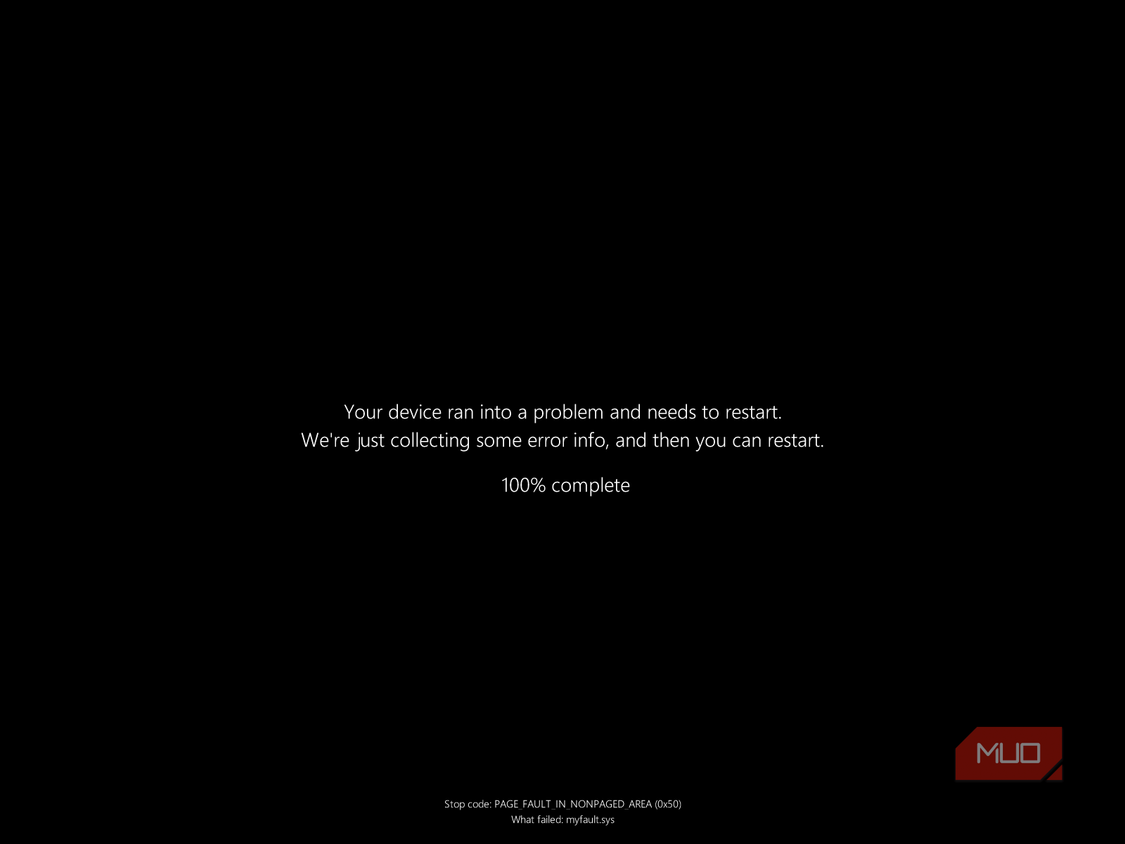 windows system error crash screen device restart required