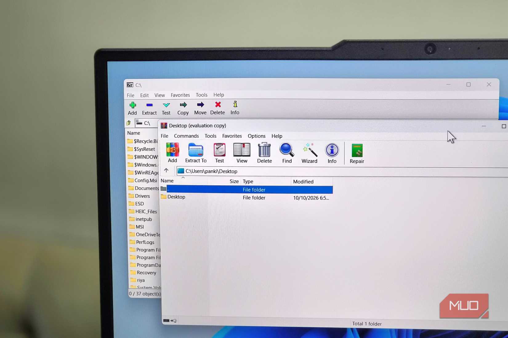 WinRAR and 7-ZIP on Windows laptop