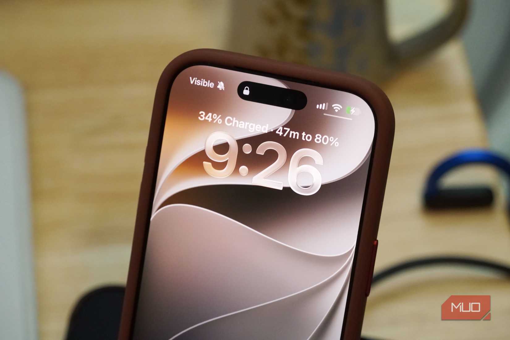 Charge time on an iPhone 18 Pro wearing a case.