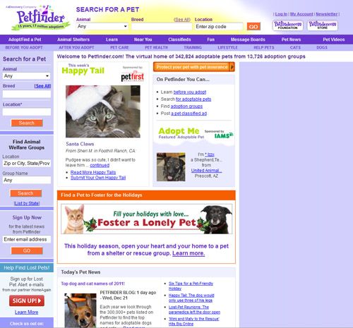 websites like petfinder