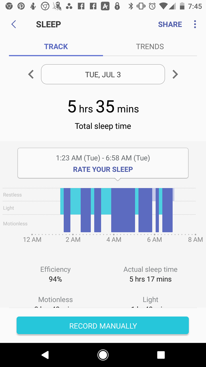 samsung s3 sleep tracking