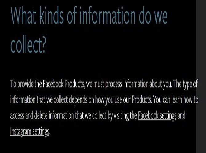 facebook information - Dovresti fidarti di Facebook con la privacy di Oculus Quest 2?