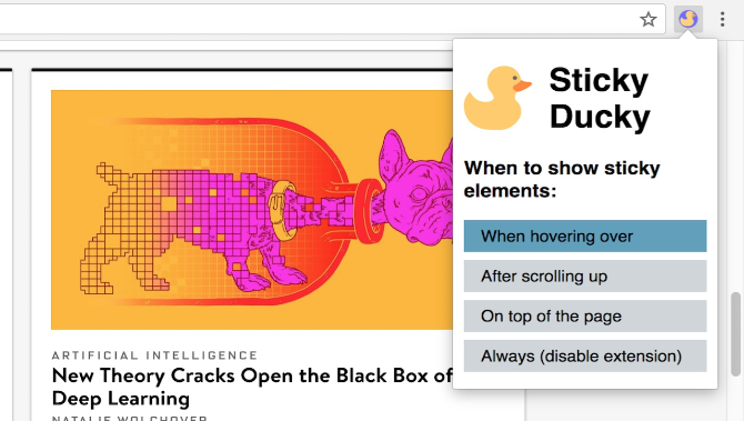 7 Erweiterungen und Addons zum Beheben häufiger Internetprobleme beim Surfen - fix browser web annoyances sticky ducky stop banners