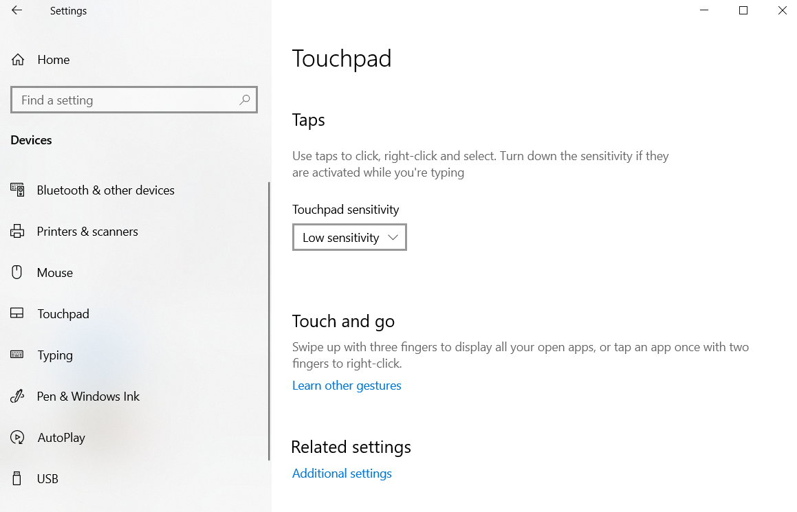 So klicken Sie mit der rechten Maustaste und mit der mittleren Maustaste auf Windows Touchpads - touchpad settings native app
