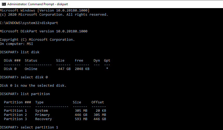 Beheben Sie den Neustart und wählen Sie den richtigen Startgerätefehler in Windows aus - windows 10 diskpart list partition