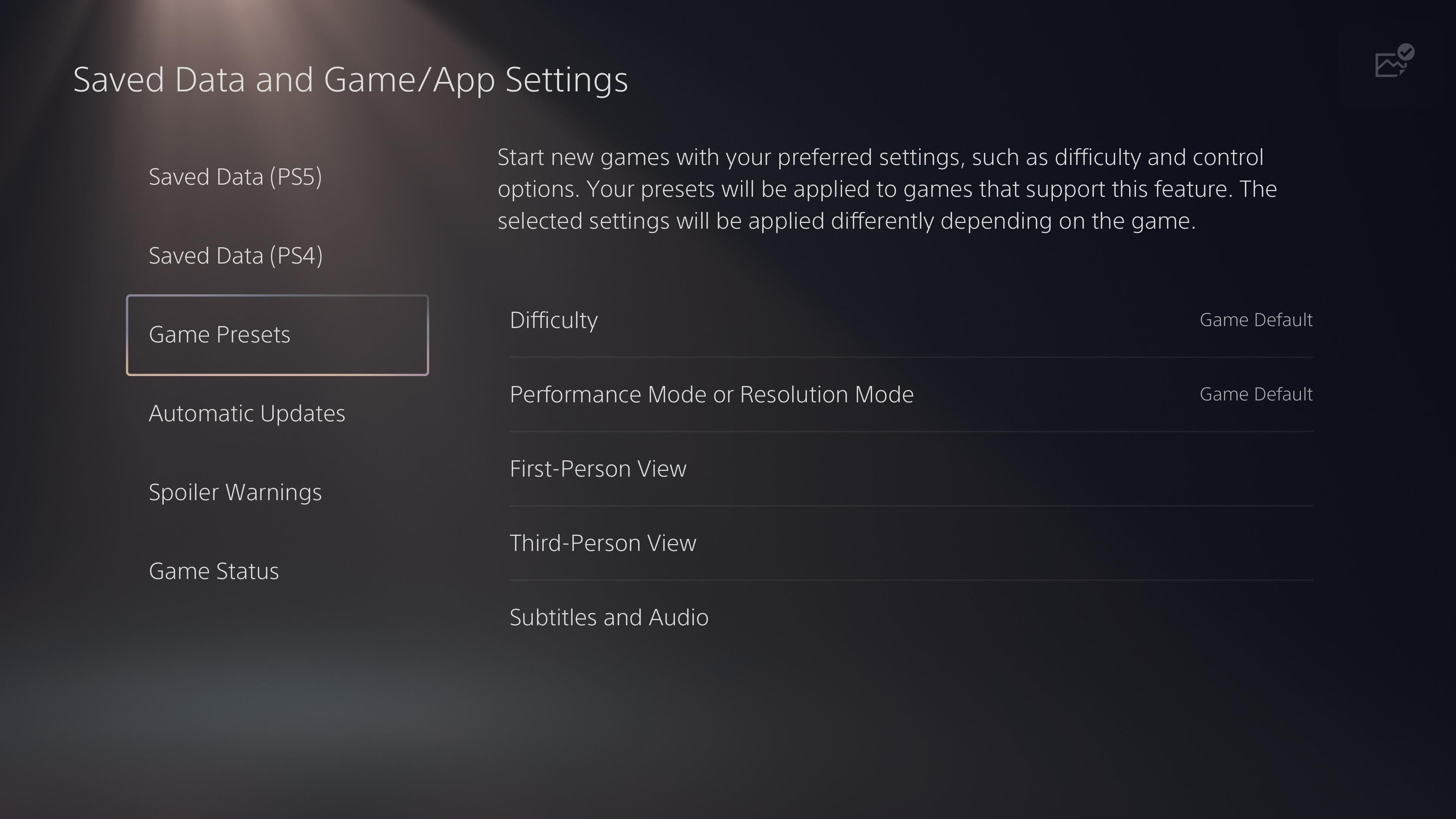 Game Settings Across All PS5 Games 