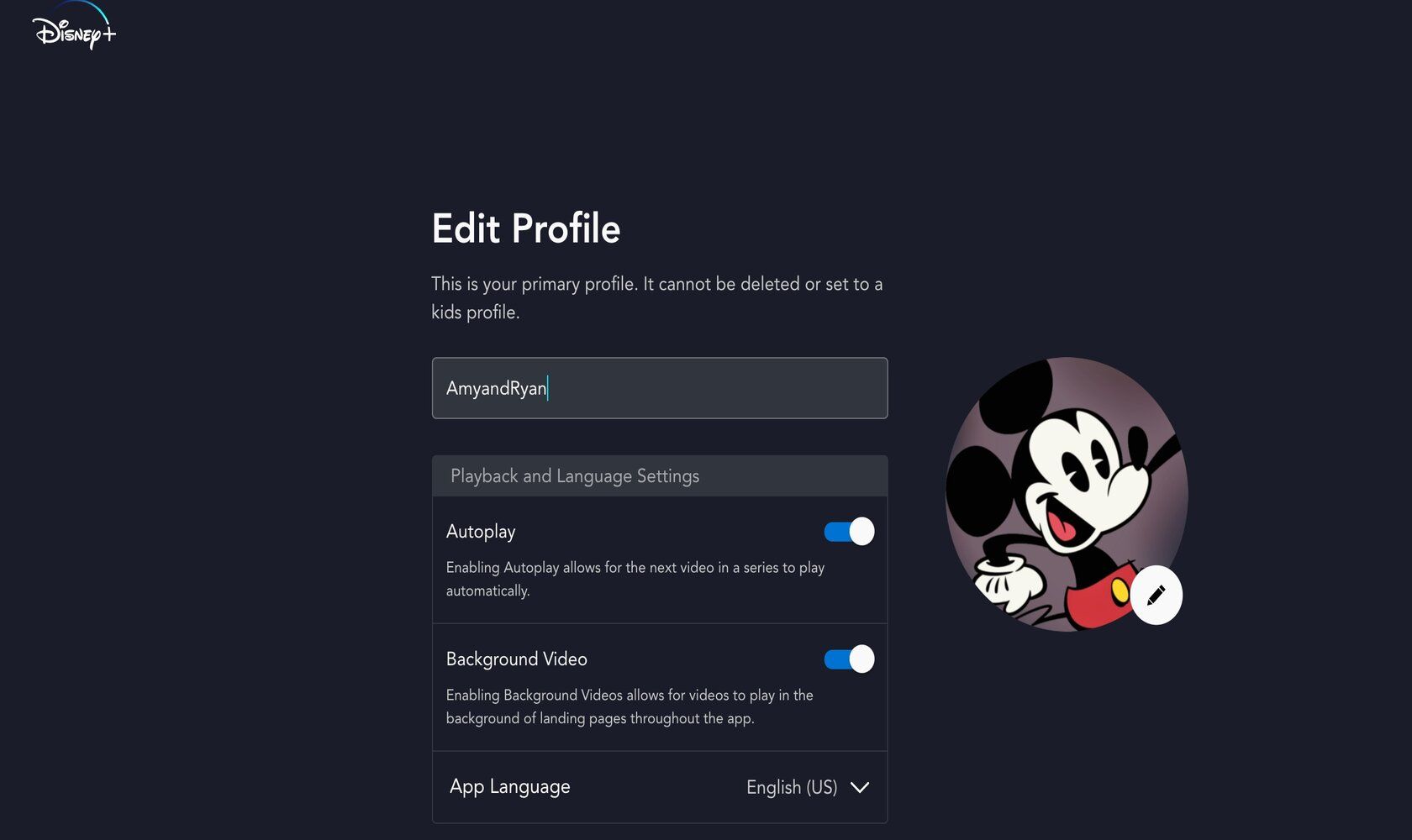 Screenshot Of Disney Edit Profile Page 1 - Come ospitare feste Disney + Watch utilizzando GroupWatch
