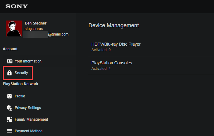 Sony Account PlayStation Security Options - Come impostare la verifica in due passaggi su PSN
