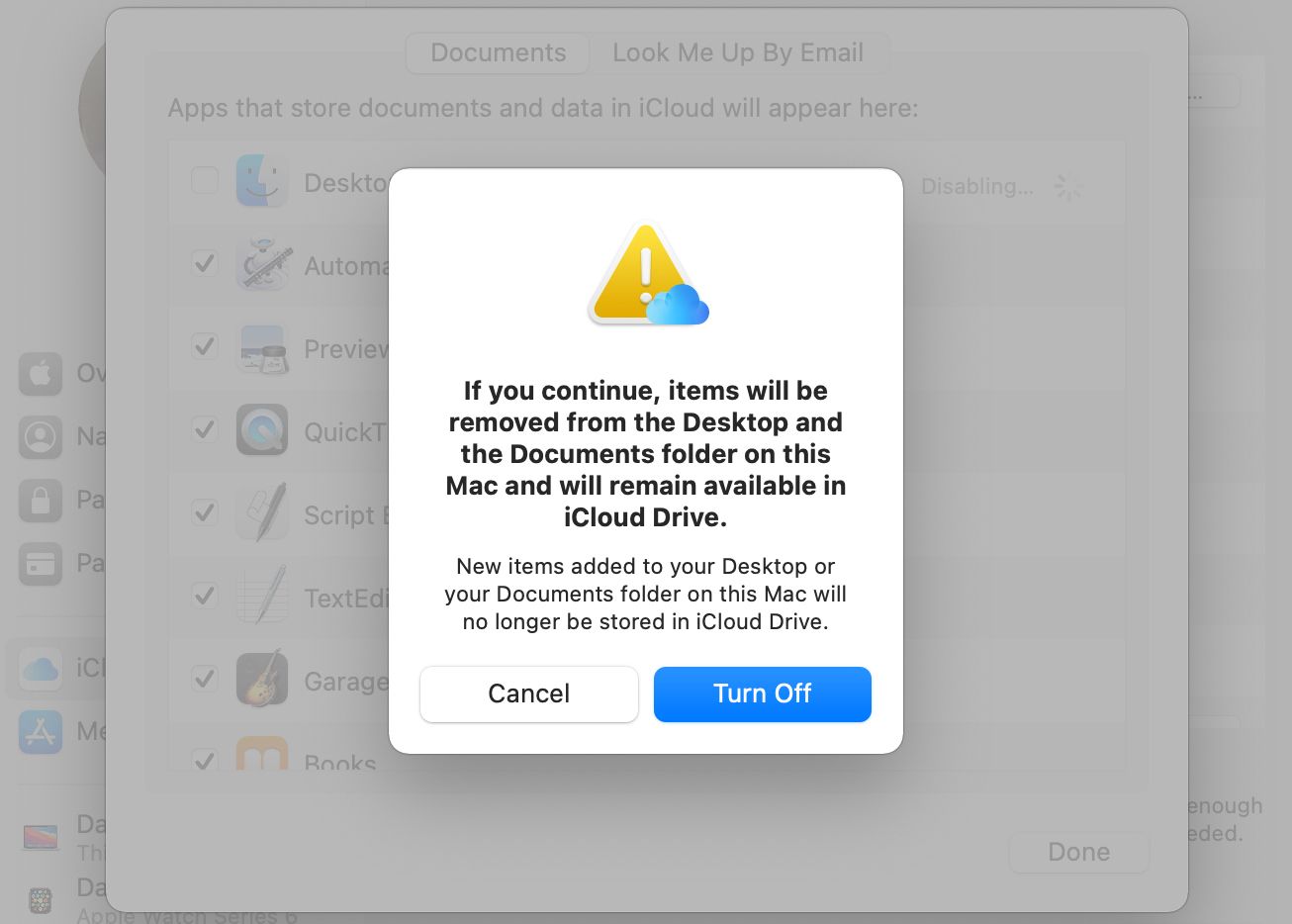 So synchronisieren Sie Ihren Mac Desktop- und Dokumentenordner mit iCloud - Turn Off iCloud Desktop Documents Folders feature