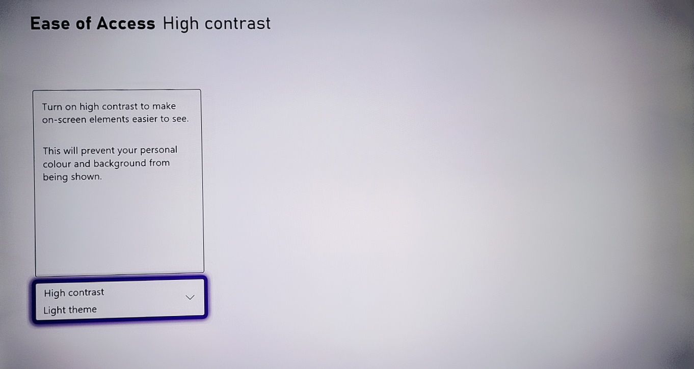 Aktivieren des kontrastreichen Modus auf Xbox Series X - XSX High Contrast Light Mode