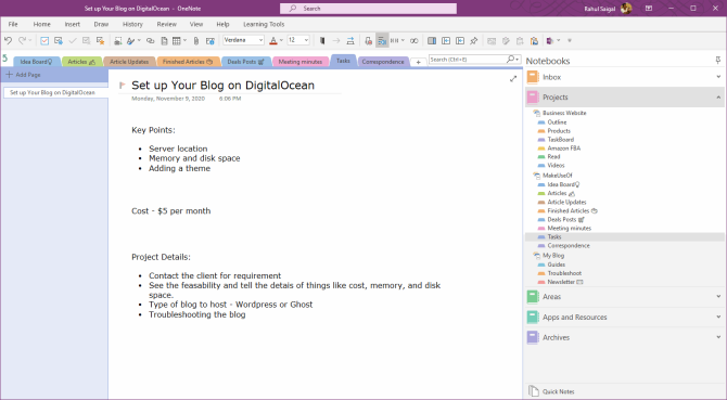 Verwandeln Sie Outlook in ein Projektmanagement-Tool mit OneNote-Integration - details of the task in OneNote