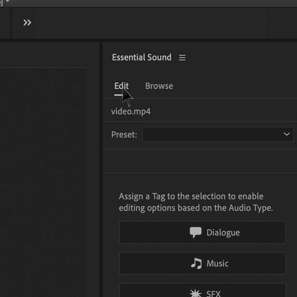 So erzielen Sie in Adobe Premiere Pro mit unverzichtbarem Sound ein besseres Audio - essential sounds premiere edit tab