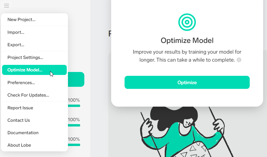 So erstellen Sie ein Modell für maschinelles Lernen mit Microsoft Lobe - lobe optimize model