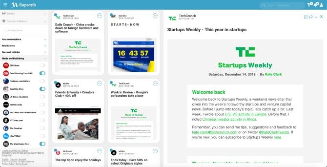 6 Nicht-E-Mail-Apps zum Lesen, Entdecken und Verwalten von Newslettern - read newsletters inbox app supscrib