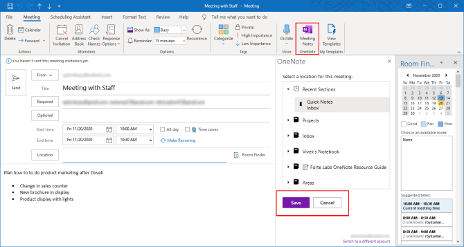 Verwandeln Sie Outlook in ein Projektmanagement-Tool mit OneNote-Integration - send meeting notes to the OneNote app